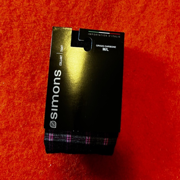 Dark gray, pink and white check tartan tights made in Italy NWT - Picture 3 of 8